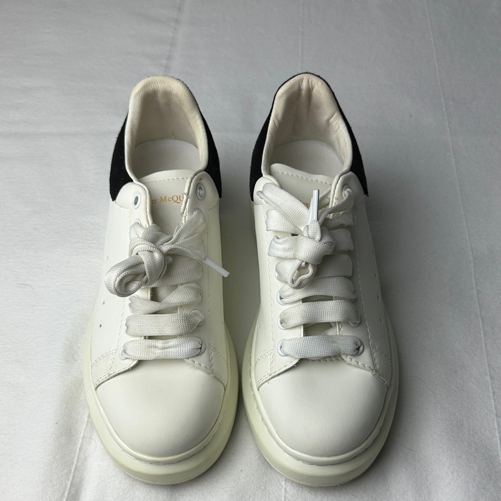 Alexander McQueen White Sneakers with Black Heel